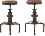 Topower Antique Vintage Industrial Barstool PU Leather Water Pipe Fire Hydrant by Topower