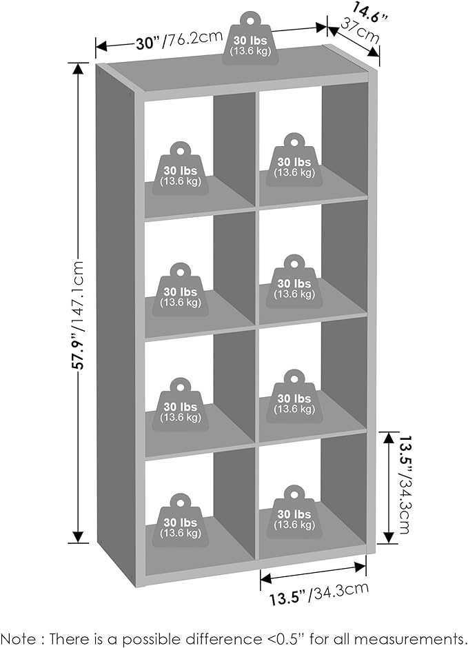 Furinno Simple Cube Storage Organizer, 8-Cube Display Shelf, Open Back Shelving - Image 2