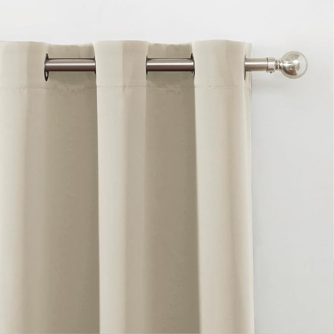 Light Beige Blackout Curtains 34 x 63 Inch Length/Set of 2 Curtain - Image 6