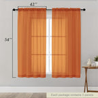 Sheer Orange Curtains for Bedroom Living Room 54 Inch Length 2 Panels Set - Image 2