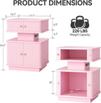 Nightstand with Charging Station, Modern Night Stand with Smart Led Light and 2 - Image 2