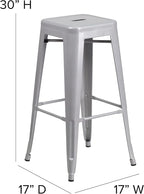 Flash Furniture Commercial Grade 30" High Backless Silver Metal Indoor-Outdoor - Image 3
