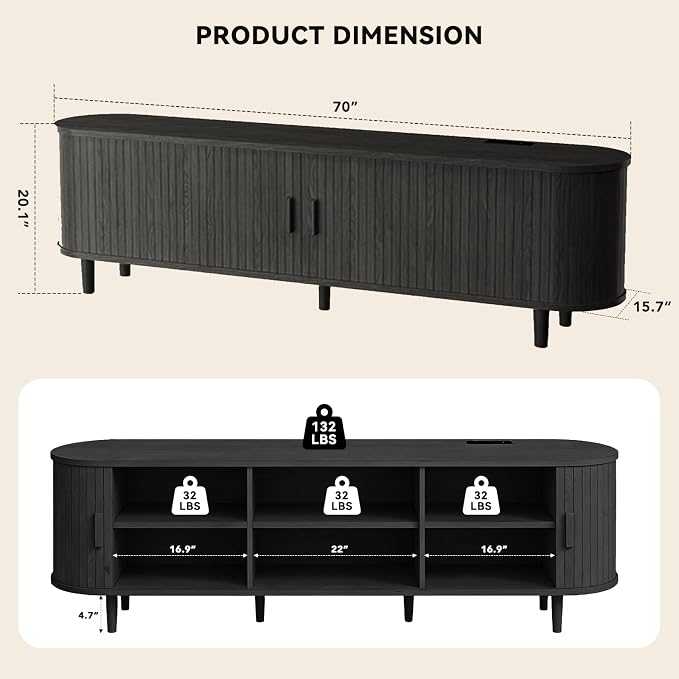 70" Mid Century Modern TV Stand - Image 3