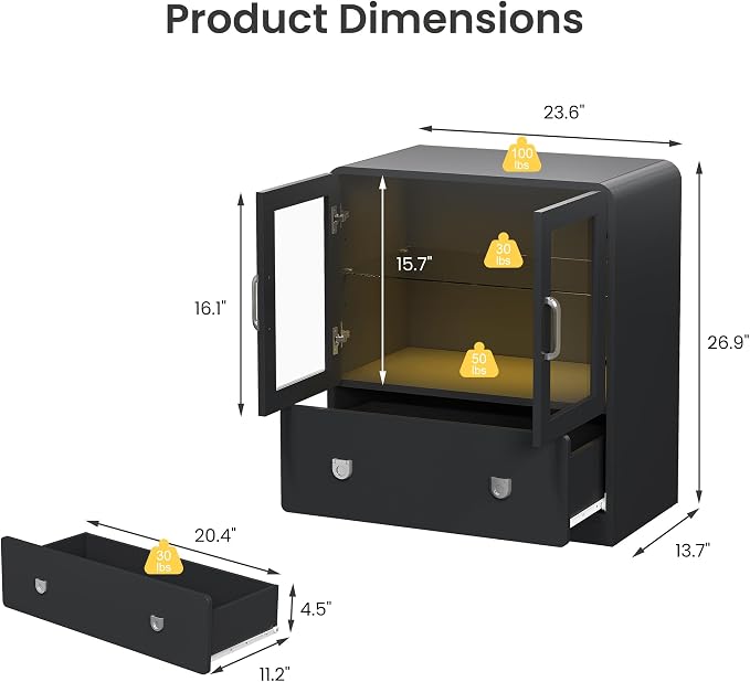 RoyalCraft Black Display Cabinet - Image 2