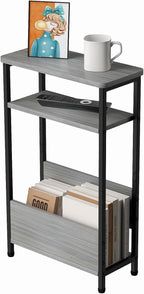 THUMEYE 7.1" Narrow Side Table for Small Spaces, 3 Tier Small End Table by THUMEYE