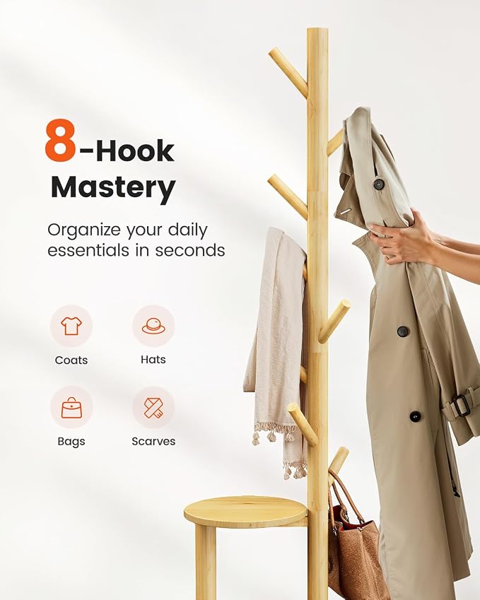Pipishell Coat Rack, Freestanding Hall Tree - Image 6