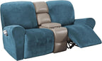 H.VERSAILTEX Velvet Stretch Recliner Couch Covers 6-Pieces Recliner Loveseat by HVERSAILTEX