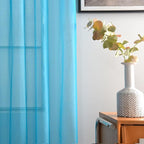 SpaceDresser Basic Rod Pocket Sheer Voile Window Curtain Panels Cyan Blue 1 - Image 3
