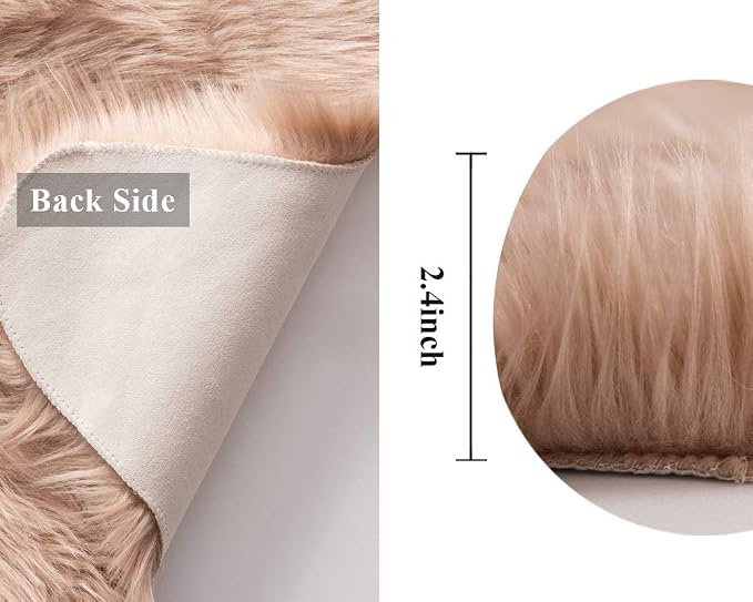 MIULEE Fluffy Area Rug 2x3 ft Faux Fur Sheepskin Rug - Image 2