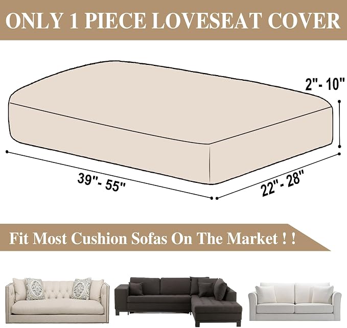 LA MEACK Couch Cushion Cover Loveseat Cover or 2 Seat Sofa Cover Washable - Image 6