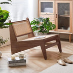 homary Mid Century Modern Chairs Set of 2, Japandi Walnut Rattan and Wood - Image 9