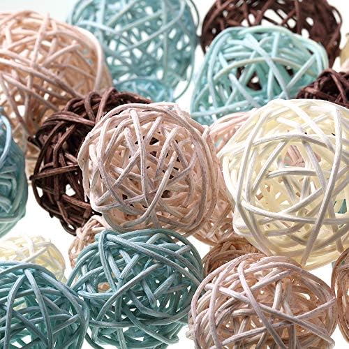 Wicker Ball Orbs,Blue, Brown, Dark Brown, White,2.8'',2.4'',2'',1.6'' - Image 3