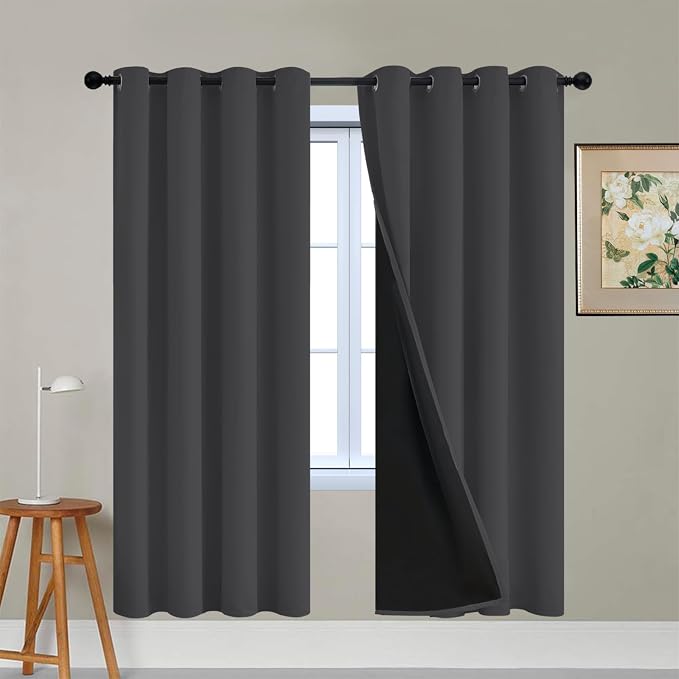 Yakamok Charcoal Grey 100% Blackout Curtains 72 Inches Long 52" Wide 2 PCS | by Yakamok
