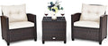 HAPPYGRILL 3 Pieces Patio Conversation Set, Outdoor Furniture Set PE Rattan by HAPPYGRILL