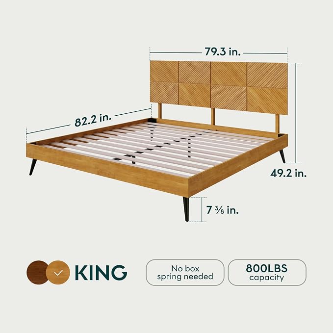 Bme Rhombus King Bed Frame – Solid Rubber Wood - Image 2
