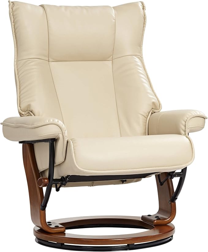 Benchmaster Morgan Stucco Swivel Faux Leather Recliner - Image 9