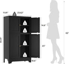 YAUWOH Bathroom Floor Cabinet, Metal Storage Cabinet - Image 2