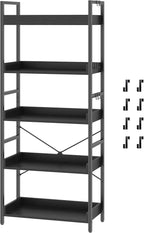 HCHQHS 5 Tier Bookshelf, Adjustable Industrial Bookcase, Vertical Tall Book by HCHQHS