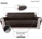 Easy-Going Reversible Couch Cover, 3 Cushion Sofa, Chocolate/Beige | Machine - Image 3