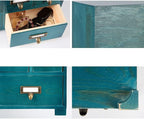 Apothecary Cabinet with 10 Drawers & Labels Rustic Library Card Catalog Cabinet - Image 6
