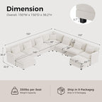 ELUCHANG 150" Oversized V-Shaped Cloud Couch Modular Sectional Sofa - Image 2