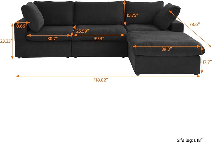 JACH L-Shaped Cloud Sectional Couches - Image 2