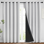 Yakamok Greyish White 100% Blackout Curtains 84 Inches Long, 2 Thick Layers | by Yakamok
