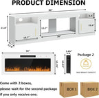 PRETZI Fireplace TV Stand with 36" Fireplace Up to 90" TVs, Remote Control - Image 2