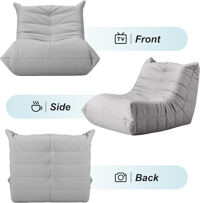Hobestluk Giant Bean Bag Chair Lazy Floor Sofa, Memory Foam Fireside Sofa - Image 8