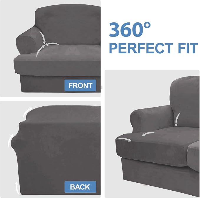 CUCRAF Cushion Sofa Cover 3 Piece Slipcovers, Soft Thick Velvet Couch Cover - Image 6