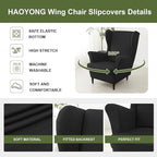 HAOYONG Wing Chair Slipcovers Waterproof Spandex Wingback Chair Covers 2 Pieces - Image 4
