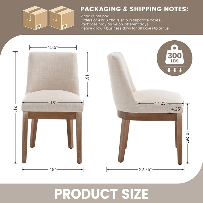 RIVOVA Modern Dining Chairs Set of 6, Comfortable Dining Room Chairs - Image 2