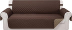 Reversible 4 Seater Sofa Cover 91" Large, Chocolate | Couch Cover Furniture by LuxshareHome
