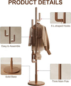 Muwuele Solid Wood Cactus Coat Rack, Freestanding Coat Rack - Image 6