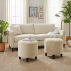 Homepop Home Decor | Upholstered Round Velvet Tufted Foot Rest Ottoman | Ottoman - Image 4