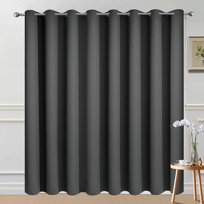 Yakamok Dark Grey Blackout Patio Door Curtain Panels W100 x L84, 1 Panel | - Image 2