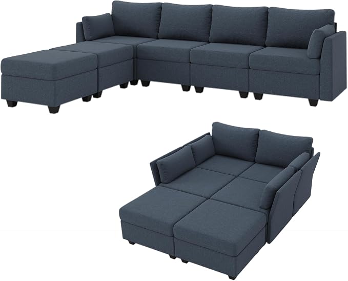 Huatean Home 114.17" Modular Sectional Sofa, 6 Seat Modular Couch - Image 7