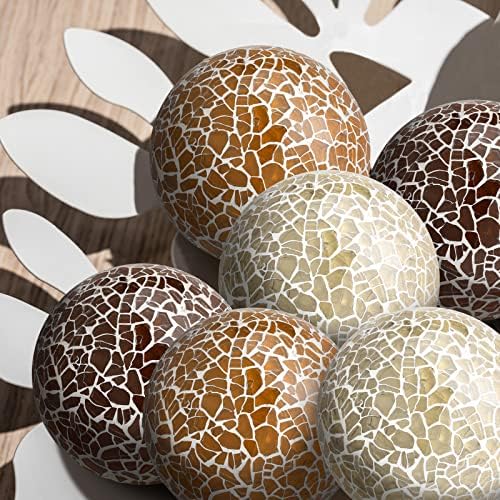 Vesici 6 Pcs Decorative Glass Balls Mosaic Orbs for Bowls,Classic Colors - Image 4