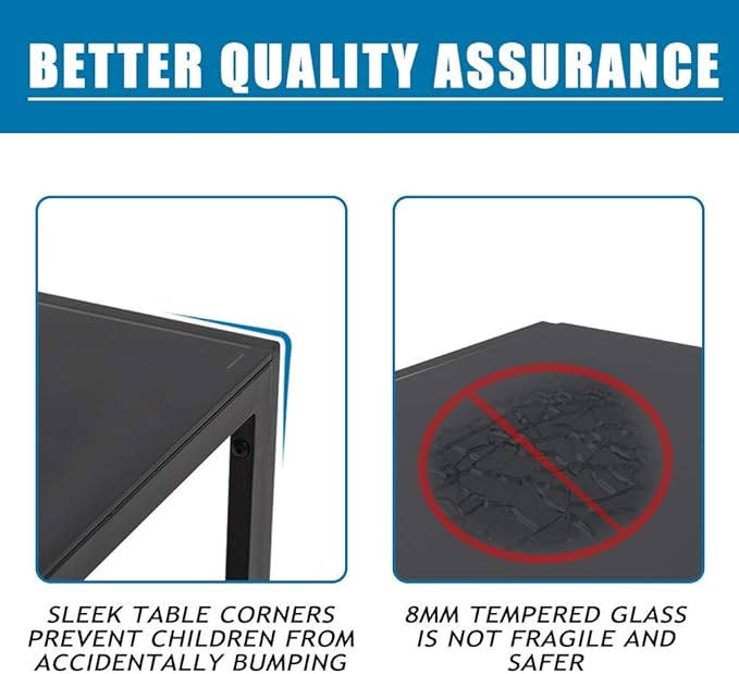 FDW | 5-Piece Dining Table Set | Black | Glass Kitchen Table - Image 5