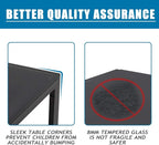 FDW | 5-Piece Dining Table Set | Black | Glass Kitchen Table - Image 5