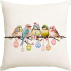 RABUSOFA Easter Pillow Covers 18x18 inch Easter Decorations Pink Birds Colorful by RABUSOFA