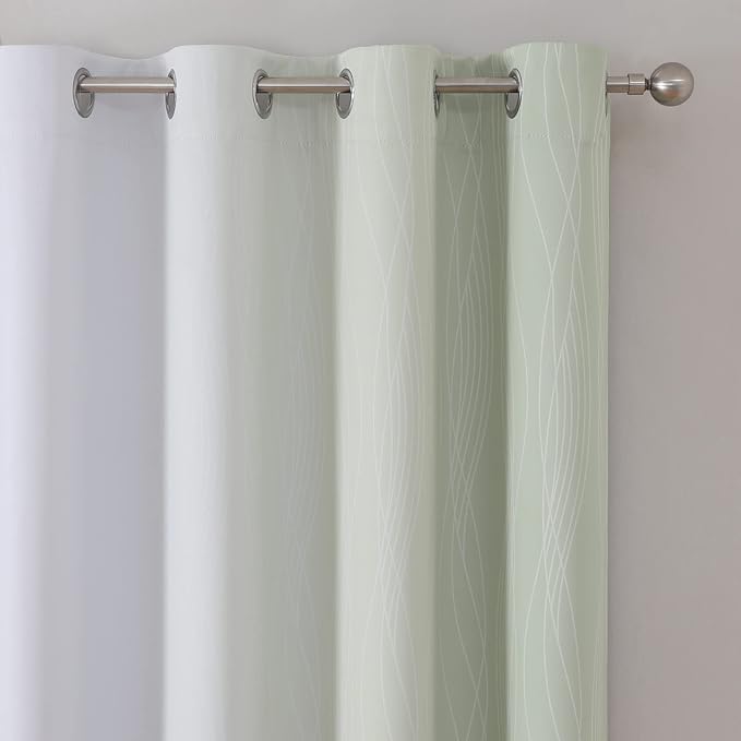 Sage Green and Greyish White Ombre Blackout Curtains - Image 4