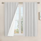 Natural 100% Blackout Linen Curtains 45 Inches 2 Panels, Light Grey | Linen by LAMIT