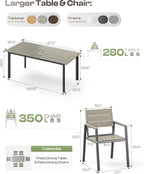 Outdoor Dining Set for 6, Aluminum Patio Table and Chairs Set - Image 6