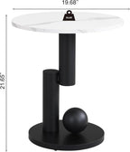 Modern Oval Coffee Table Set of 2, Faux Marble Coffee Table and Round End Table - Image 8