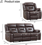 EBELLO Manual Recliner Sofa Set, Faux Leather Reclining Living Room Furniture - Image 2