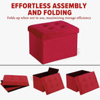 LINMAGCO Storage Ottoman Folding Foot Stool Velvet Foot Rest - Image 4