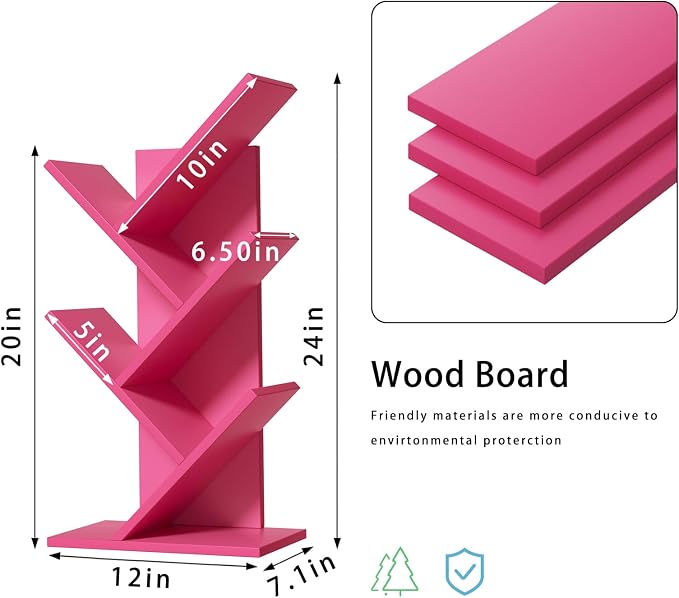 SHEEPAM 5 Tier Tree Book Shelf, Small Desktop Bookshelf - Image 3