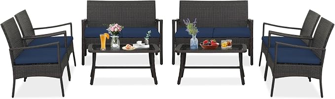 Tangkula 8 Pieces Outdoor Conversation Set, Patio PE Wicker Sofa by TANGKULA