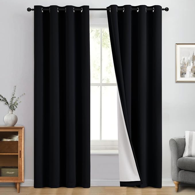 Yakamok Black 100% Blackout Curtains 96 Inches Long by Yakamok